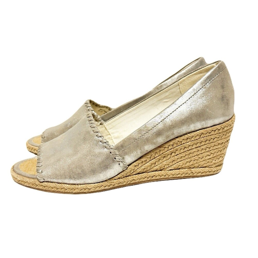 Jack Rogers Womens Size 9 Silver Metallic Palmer Espadrille Wedge Fits Like 8.5 - Picture 2 of 9